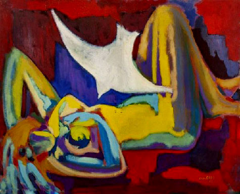 Guy Arno Nude with a dove-mid century