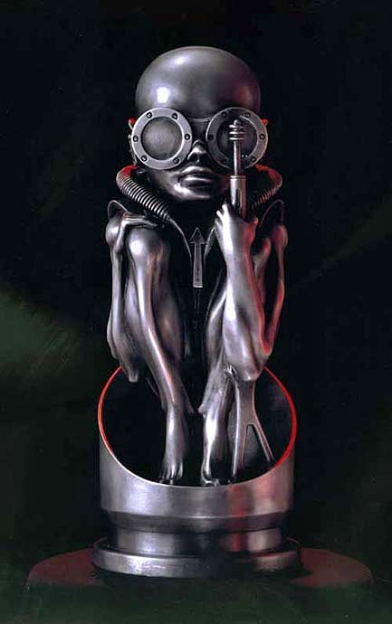 Metal sculpture - 'Birth Machine Baby Aluminum' - H,R,Giger