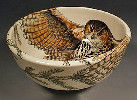 hand painted pottery dish by Nan Hamilton