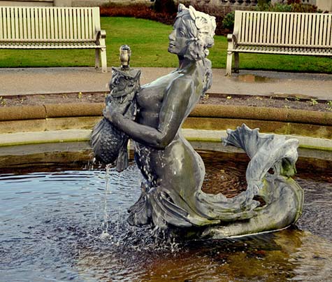Ian Thomas antique mermaid statue on Lord Street in Southport England