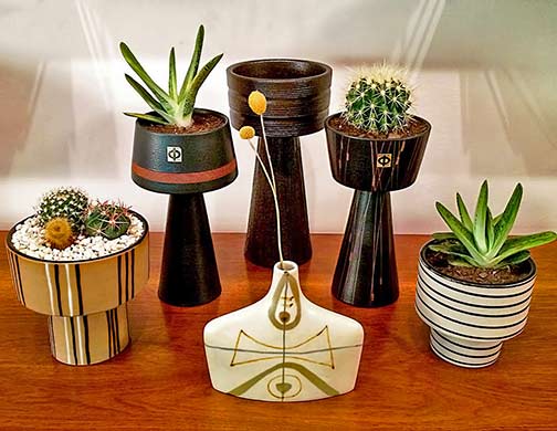 mid century ikebana ceramic vessels