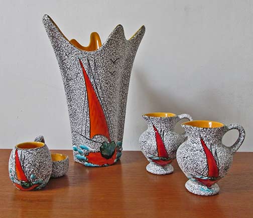Italian-Vintage-yacht-motif-ceramic-set