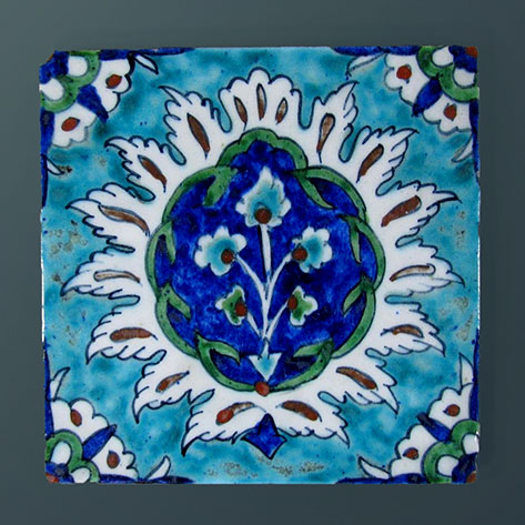 Iznik Ceramic Tile by OHANNESSIAN, Renowned Armenian Potter in Jerusalem c 1930s