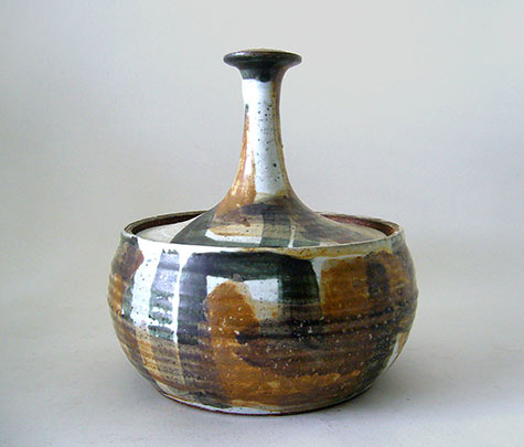 Joel Edwards Stoneware Lidded Vessel-50's-LISA-CLIFF-COLLECTION