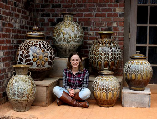 Kate-Johnston with her large pot collection