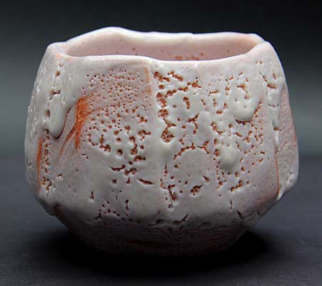 Kato Kiyoyuki shino - pink and white glaze cup