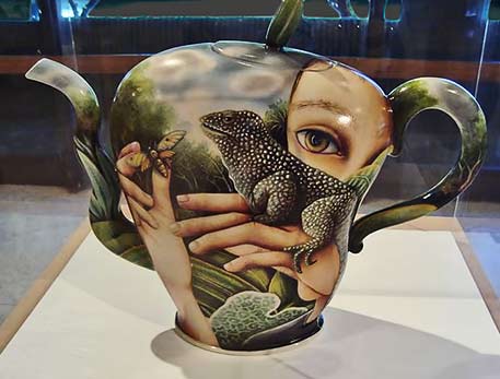 Kurt Weiser teapot with lizard and female face