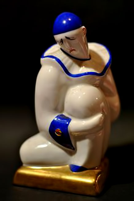 Lampe veilleuse Pierrot Art Déco Limoges porcelain figure