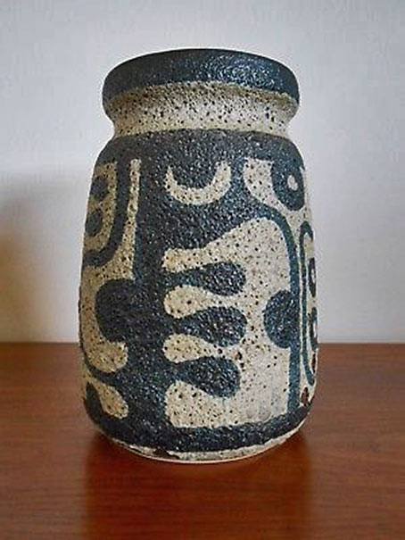 Lava glaze abstract motif mid century vase