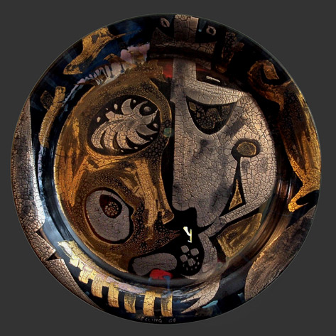 Bernard Hesling Enamelled Platter---Tarlo and Graham, Melbourne