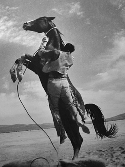 leaping_horse-ernst-haas on the set of the movie 'Misfits"