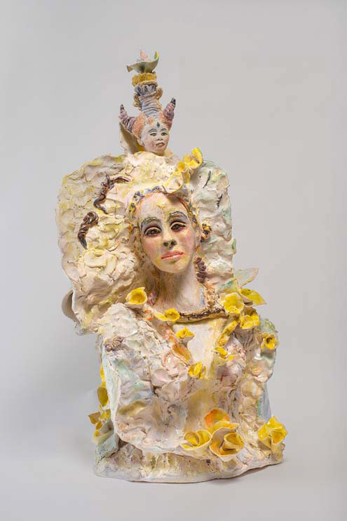 Leonora-Through-the-Morning-LightLeonora-Awakening-22-2024-fired-ceramic-underglazes-glazes-lusters-oils-gold-leaf-