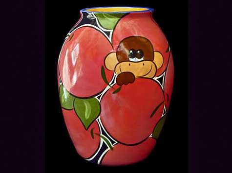 Mnkey motif ceramic pot PEFi ceramic