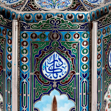 Silver and Enamel Islamic lidded vessel