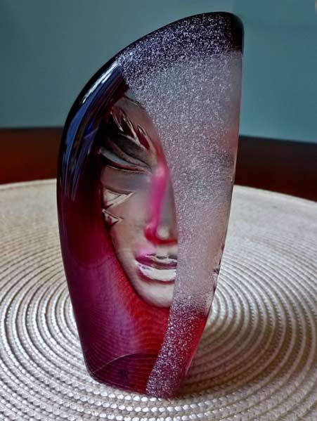Mat Jonasson Masquerade Red glass sculpture