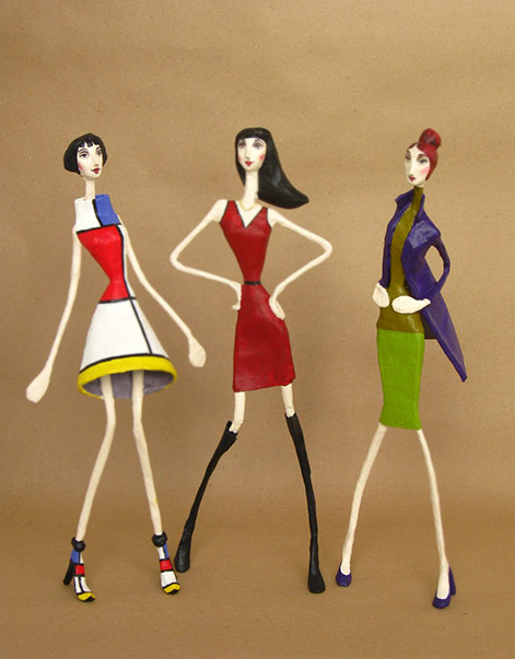 Mauricio Perez - 3 paper mache fashion models