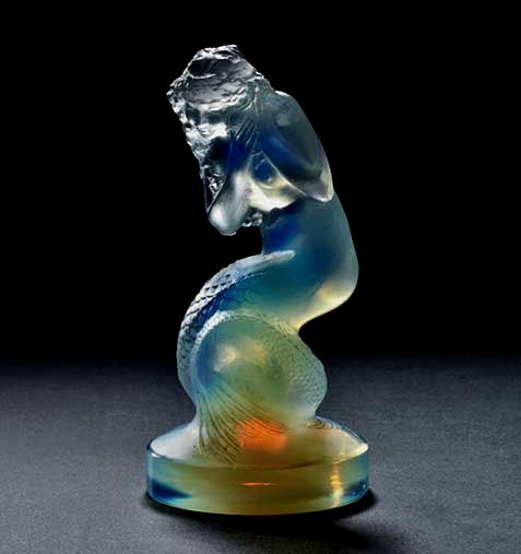 Rene Lalique statuette in 1920 Naïade (Large-Mermaid)