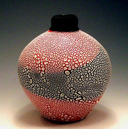 Michael-LaLone 'Little Fatty' crawl glaze pot 2008