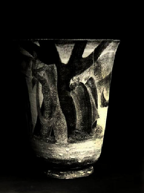 Milan--VI-Art-Triennial.-Painted Pottery Jar made by the House of Art-Albissola-Head design by De Salvo