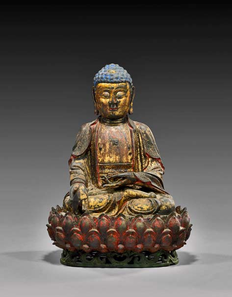 Gilded Ming-Dynasty-Buddha,-16-inches,-sold-to-Internet-bidder-for-$54,900.-I.M.-Chait-image