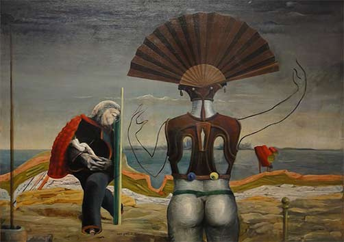 Woman,-Old-Man,-and-Flower-by-Max-Ernst painting Surreal
