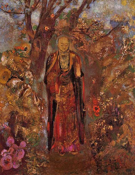 Odilon-Redon-(1840-1916),-Bouda-marchand-à-travers-les-fleurs,1905,-huile-sur-toile.Collection-privée