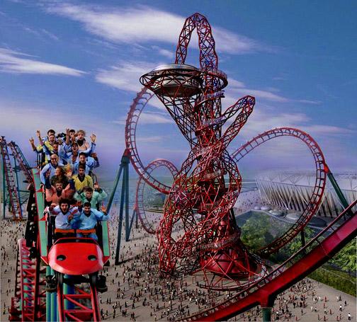 Olympic-Roller-Coaster - with the-ArcelorMittal-sculpture-in-London