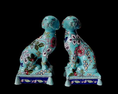 pair-of-ceramic-blue-dogs-with-flowers-design-bringthenoise-etsy