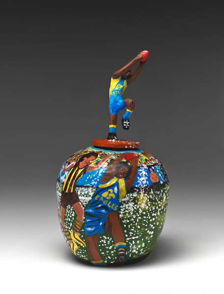 Part of the game-(Chris Lewis),-covered vase Anita Mbitjana Ratara