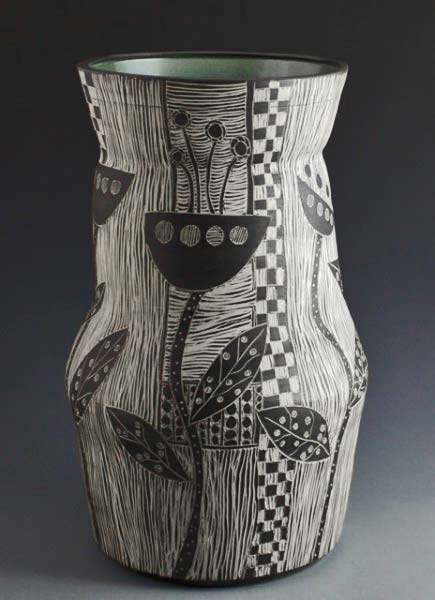 Patricia Griffin-Large Vase-FlowerPower-view2 Woodcut series