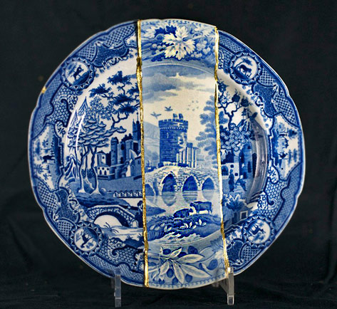 Cumbrian-Blues-Collaged-Ceramics-by-Paul-Scott conjoined ceramic plates