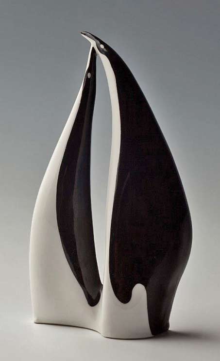 Penguins,-project-porcelain--figurines in black and white
