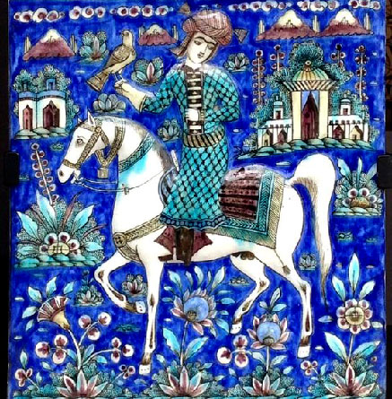Persian tile, 19th century--National-Museums-Scotland