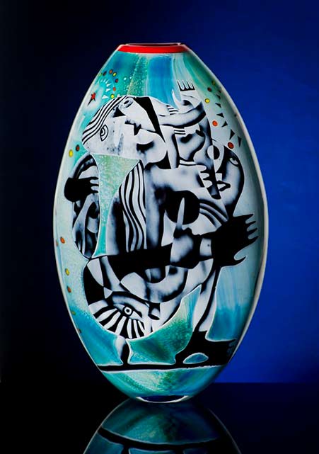 Peter-Hermansson-(Swedish),-'The-Last-Modernest'Graal-Glass-Vase
