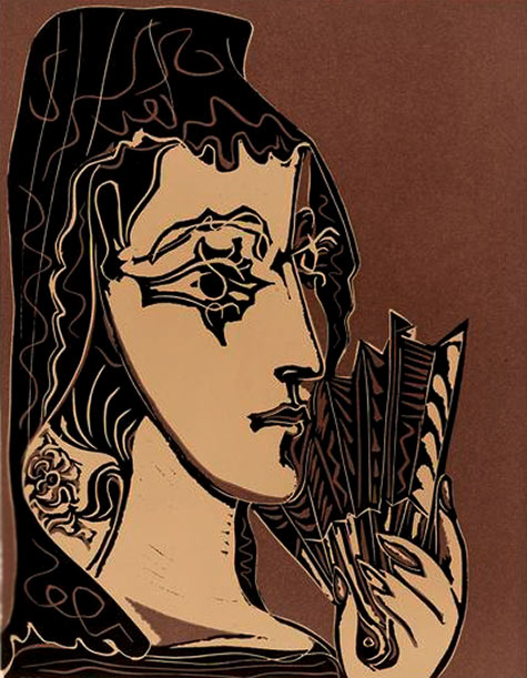 Picasso_Portrait de Jacqueline en Carmen (L'Espagnole) 1963 linocut