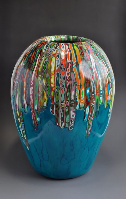 polymer-clay-ovoid vase--by-beefball-papa