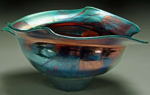 raku-ceramics-by-steven-forbes-desoule Wavy bowl with torn rim