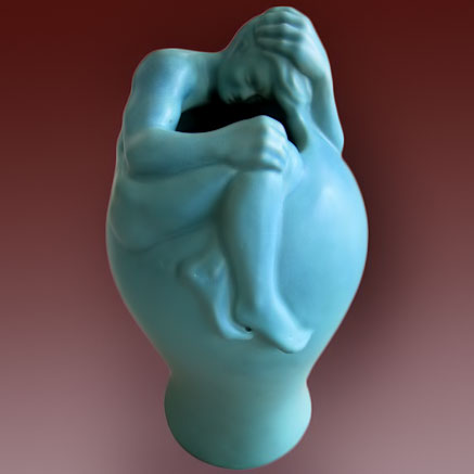 Rare-Turquoise Van-Briggle-Figural-Vase art nouveau woman