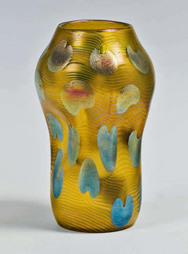 Rare-vase,-signed-Loetz-Austria - gold and turquoise