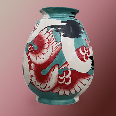Red-and-Turquoise-Ceramic-Vase