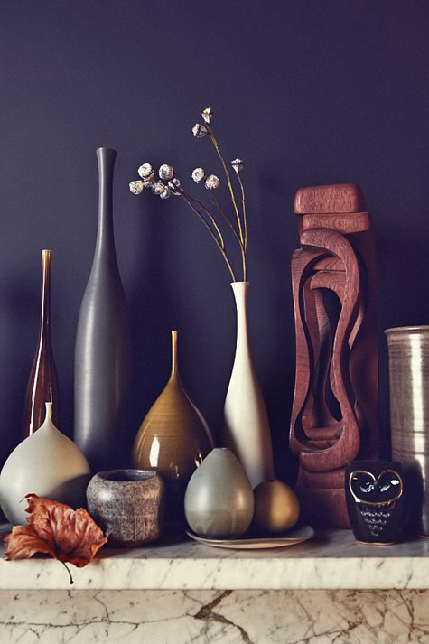 Sophie Cook - porcelain bottles on the mantle