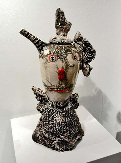 Michael Lucero ceramic teapot on stand
