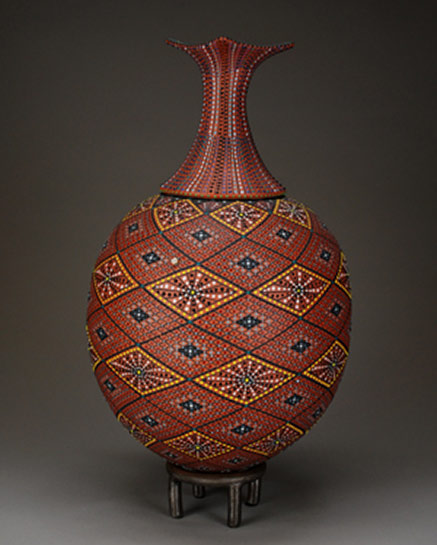 Ricky-Maldonado-pottery on a stand