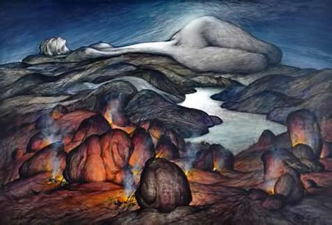 Roberts,-Ainslie,-Death-of-the-Moon-Woman landscape with reclining woman