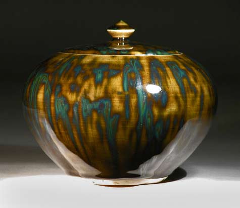 Russell-Akerman-olive speckle lidded tea jar