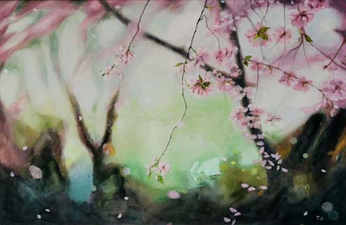 June Yun-Sakura--Oil on Canvas,