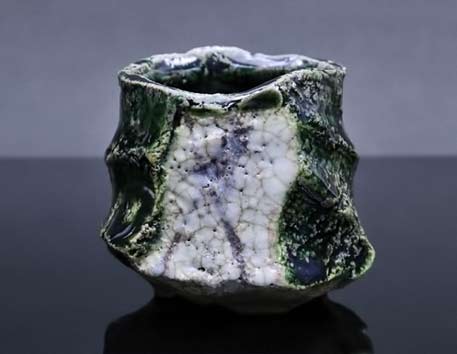 Sancha-Oribe-Ho-Hakugaku - green and white glaze