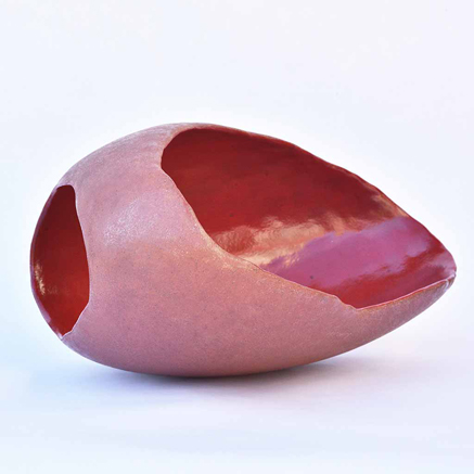 Sangwoo-kim-ceramic-art sculpture - pink and red vessel