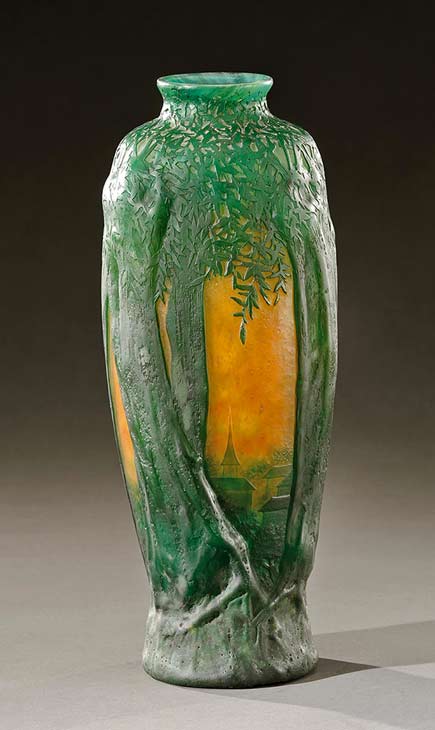 Saules-soleil-couchant-( sun setting Saules ) vase Daum-Nancy