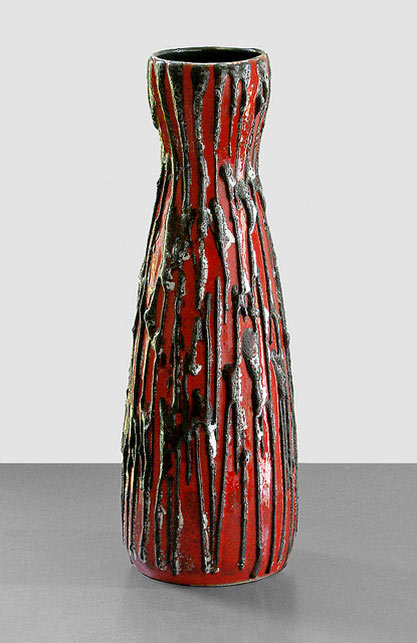 Scheurich-520-28-red-lava-glaze modernist vase - 60s